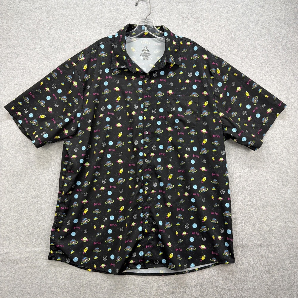 Bucees Shirt Mens XXXL Black Short Sleeve Outer Space UFO Rocket Planet Beaver